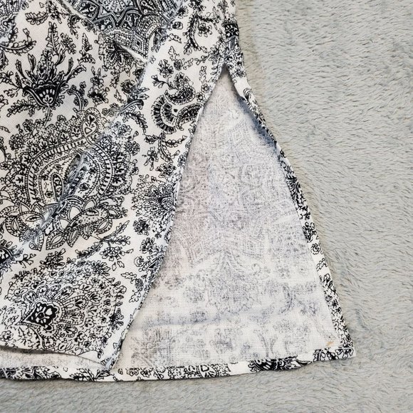 Talbots Women's 4 Black White Paisley Irish Linen Long Sleeve Button Front Top - Picture 8 of 9